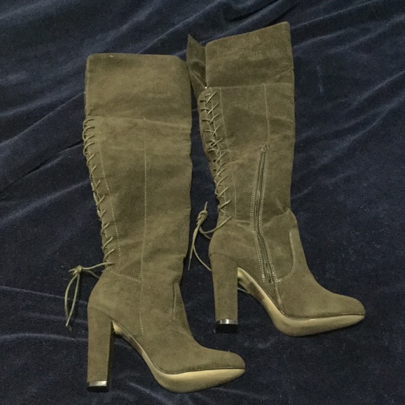 Army Green Just Fab Over the Knee Boots - Picture 1 of 1